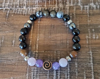 Empath Protection Healing Crystal Bracelet | Black Tourmaline,  Smokey Quartz, Black Hematite, Shungite, Snowflake Obsidian, etc.