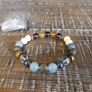 Focus Healing Crystal Bracelet | Fluorite, Hematite, Clear Quartz, Tiger Eye, Pyrite, Labradorite, Smokey Quartz, Carnelian, Sandalwood