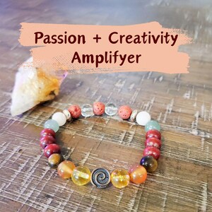 Passion + Creativity Healing Crystal Bracelet | Rose Quartz, Tiger Eye, Citrine, Carnelian, Clear Quartz, Aventurine