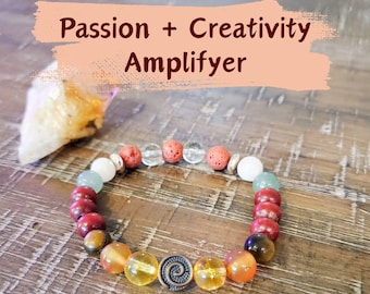 Passion + Creativity Healing Crystal Bracelet | Rose Quartz, Tiger Eye, Citrine, Carnelian, Clear Quartz, Aventurine