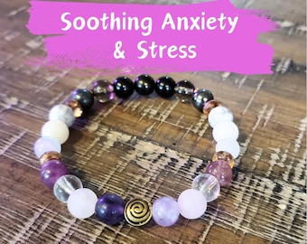 Soothing Stress & Anxiety | Amethyst, Rose Quartz, Clear Quartz, Lepidolite, Shungite, Hematite, Smokey Quartz, Moon Stone, Morganite