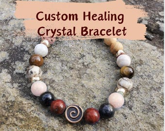 Custom Healing Crystal Bracelet | Choose 6 Crystals | Personalized Energy Bracelet | Spiritual Jewelry | Chakra Stone Bracelet