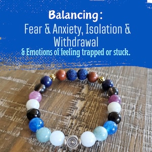 Water Element Balancer Healing Crystal Bracelet | Blue Angelite, Aquamarine, Kyanite, Black tourmaline, Labradorite, Lepidolite, Etc