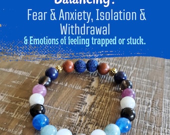 Water Element Balancer Healing Crystal Bracelet | Blue Angelite, Aquamarine, Kyanite, Black tourmaline, Labradorite, Lepidolite, Etc