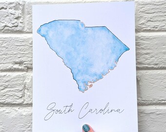 South Carolina State Watercolor Print | SC Art | Frameable State Art | SC Gift | South Carolina Watercolor Illustration | SC Decor