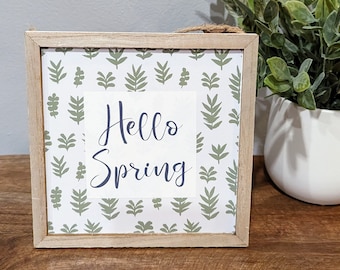 Hello Spring | Spring Decor | Spring Bloom Sign Decor | Hanging Wood Sign | Botanical Decor