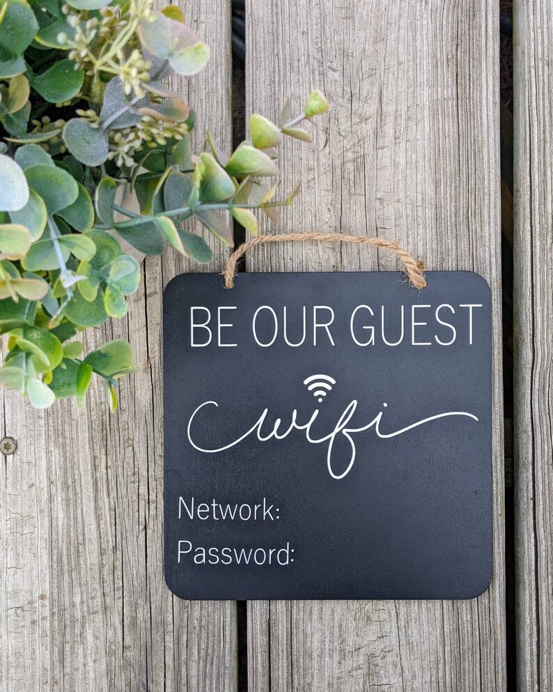 Hanging Guest Room Be Our Guest Chalkboard Sign With Wifi - Etsy