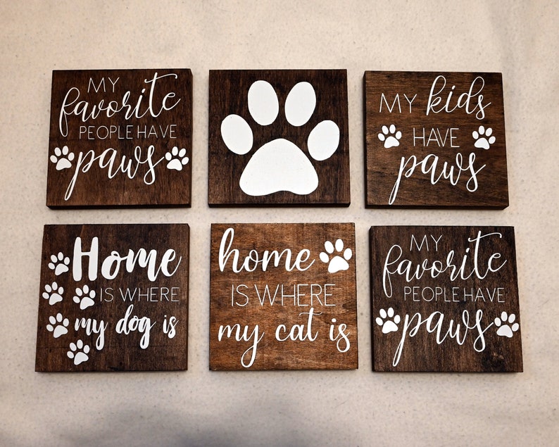 Pet Home Decor Signs Wood Home Office Decor Paw Print My Favorite