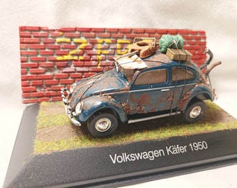 Post apocalyptic zombie hunter VW Beetle scale 1/43.