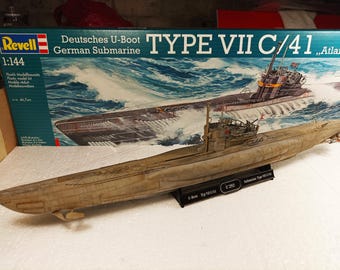 1/144 Scale (cca 50cm long) WW2 German Submarine (U boot) Type VII C/41 Atlantic Version with snorkel Pro built paint & weathered for order
