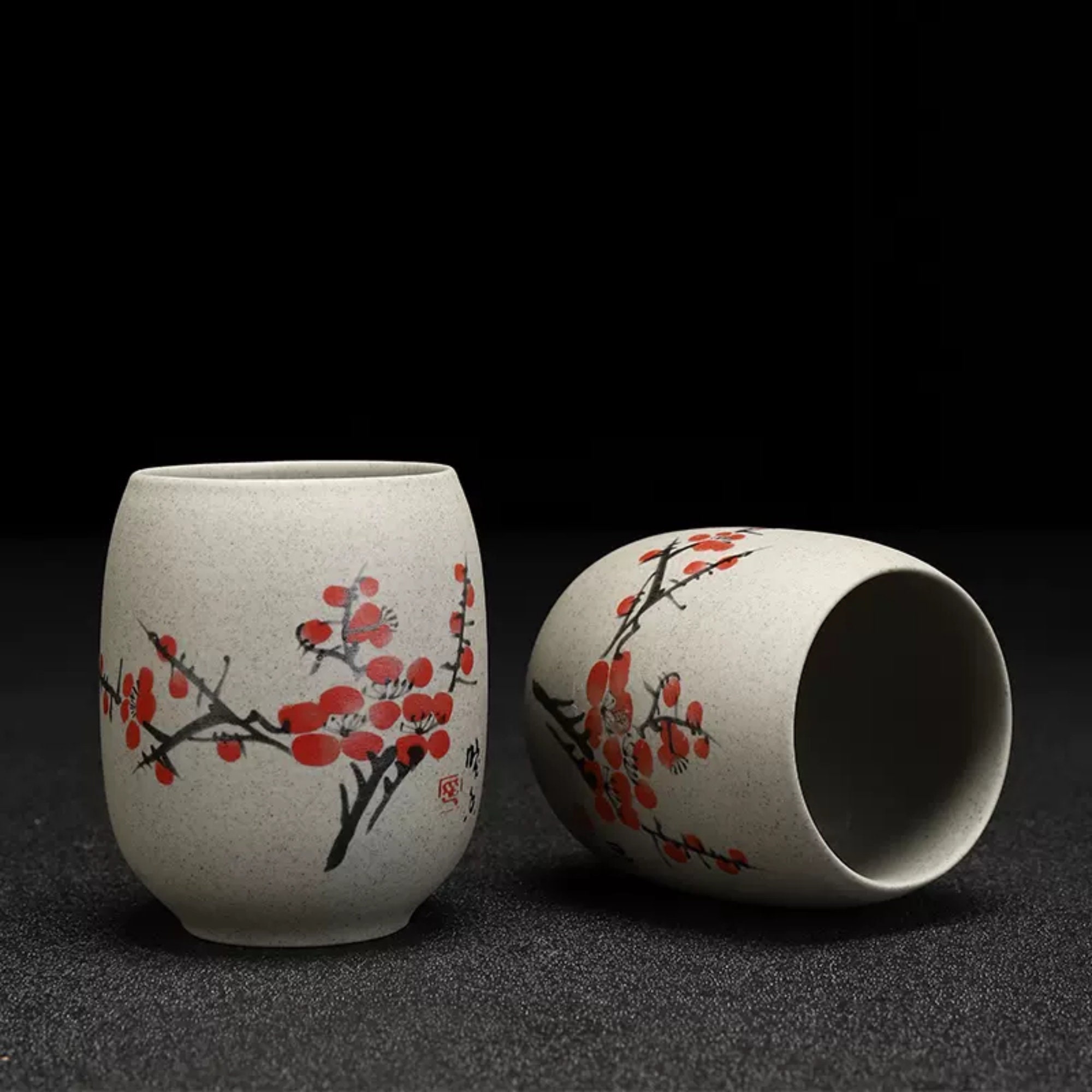 Wood Fired Tea Cup Named Preserved Plum by Tianmu Glaze Best Gift for