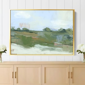 Abstract Wall Art, Blue Green Wall Art, Modern Abstract Landscape, Framed Abstract Art, Modern Farmhouse Wall Art, Grandmilennial Art Print