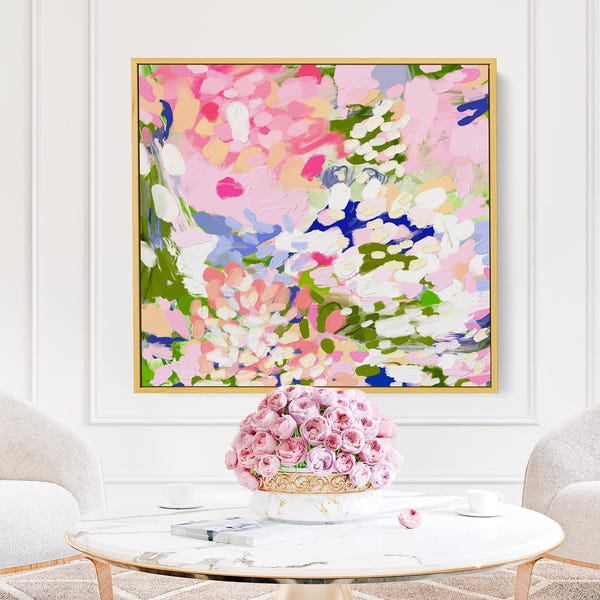 Różowa hortensja – abstrakcyjna sztuka ścienna: płótno Grandmillennial Floral