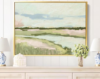 Neutral Southern Lowcountry Landscape Wall Art: Living Room Art Print