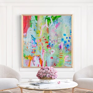 Pastel Original Print | Abstract Canvas Art Light Colors | Pink Modern Wall Art |