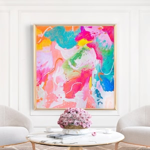 Modern Colorful Extra Large Painting | Abstract Painting On Canvas | Original Pink Large Wall Art Print |