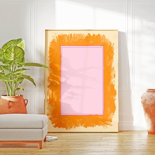 Pink Orange Painting, Minimalist Abstract Wall Art, Extra Large Artwork Print, Maximalist Color Home Wall Decor, Modern Contemporary Art