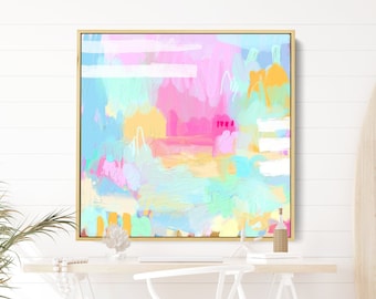 Colorful Abstract Painting on Canvas: Handmade Minimalist Wall Art