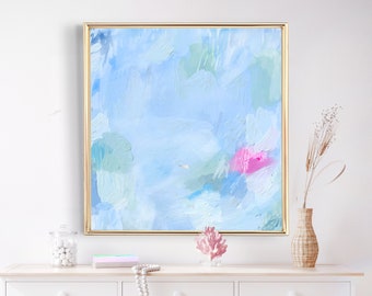 Coastal Wall Art, Grand Millennial Abstract Painting, Minimalist Wall Decor, Canvas Wall Art, Large Wall Art, Framed Canvas Print