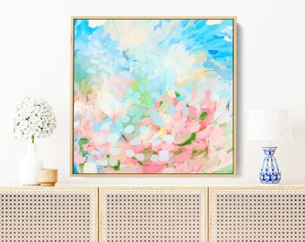Hydrangea Canvas Print: Pink Blue Floral Botanical Wall Art