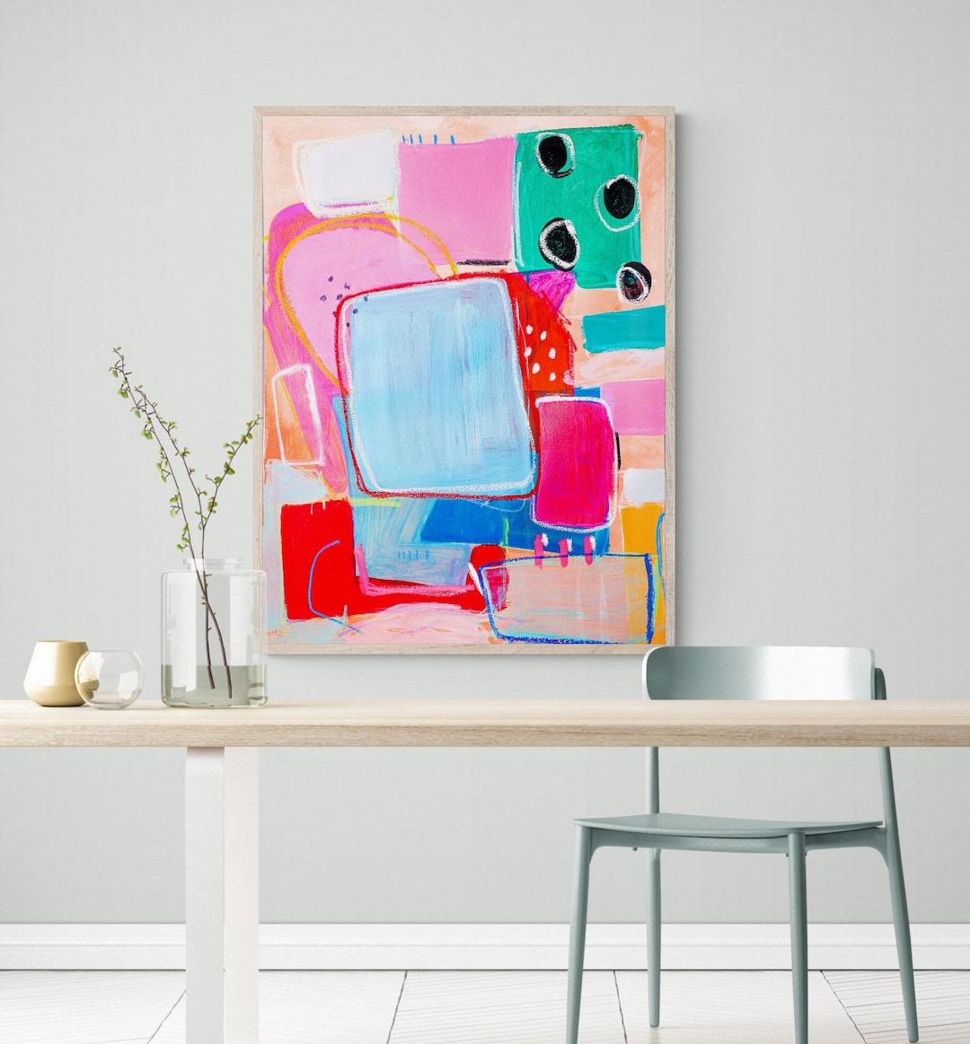 Light Pastel Abstract Canvas Print Large Art Print Vibrant Etsy