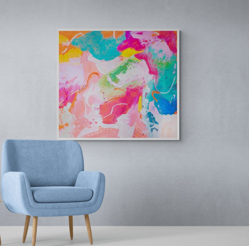 Modern Colorful Extra Large Painting Abstract Painting On Canvas Original Pink Large Wall Art Print image 6