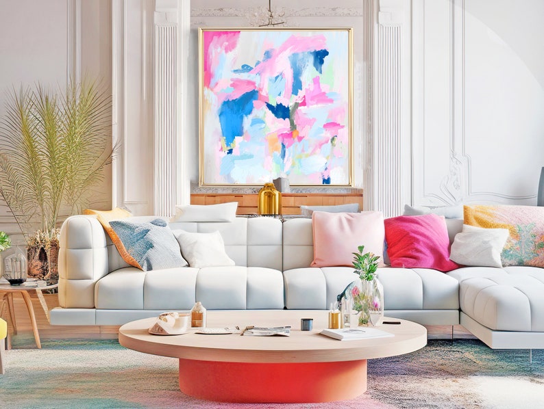 Bright Abstract Painting, Colorful Abstract Painting on Canvas