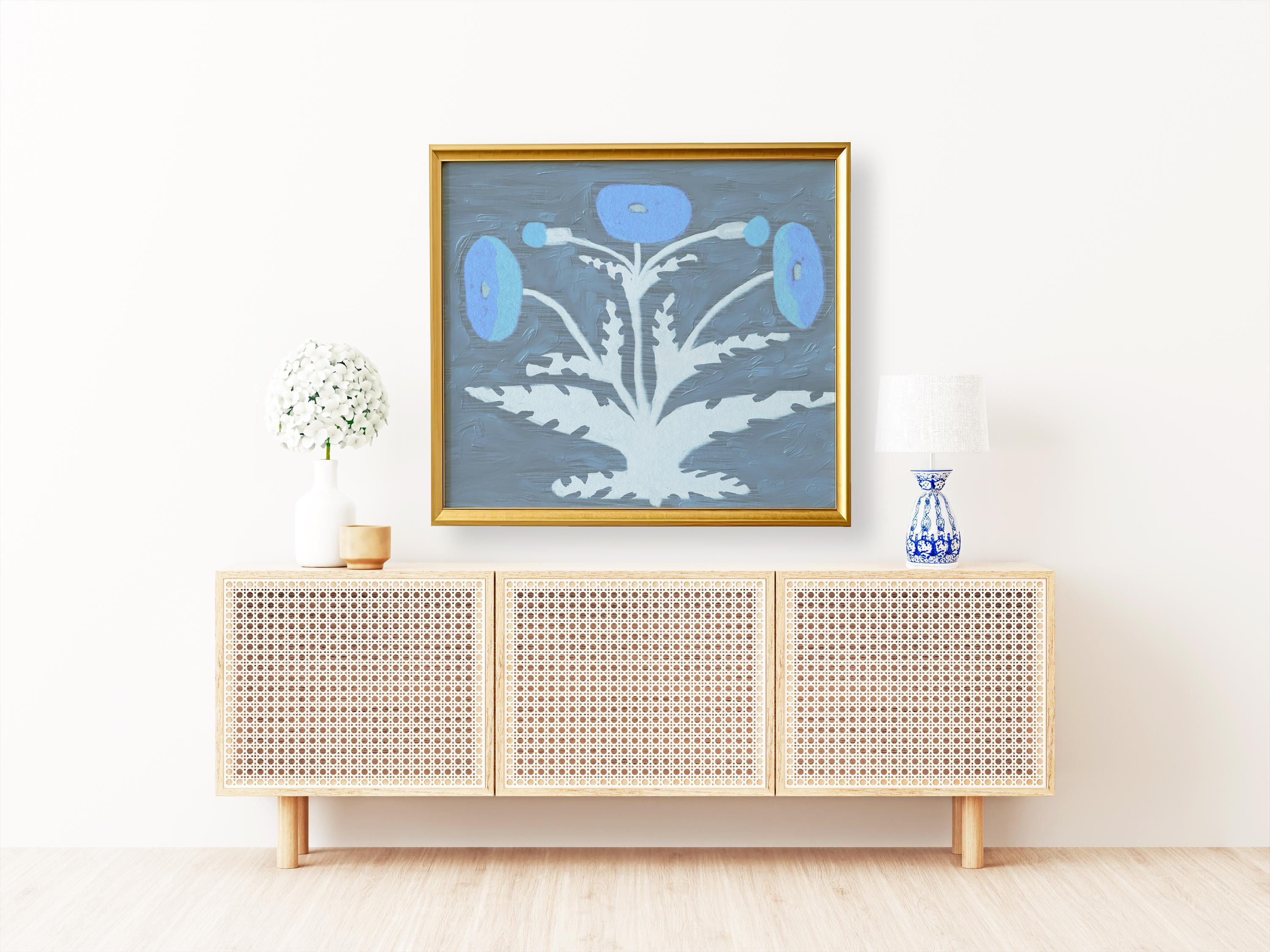 Neutral Blue Botanical Floral Canvas Print for Home Decor Wall Art - Etsy