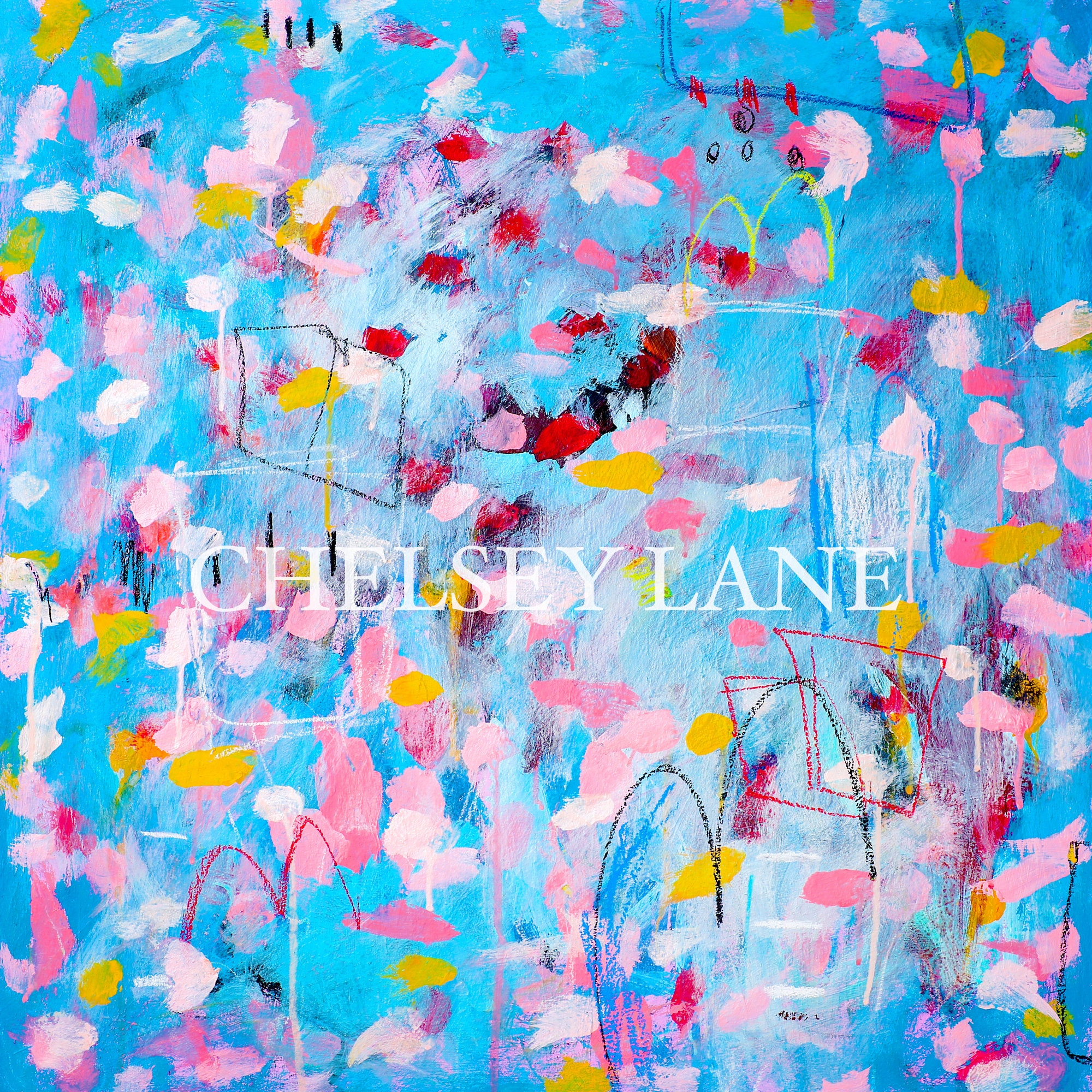 Pink Floral Painting on Canvas Print Original Painting Wall Etsy