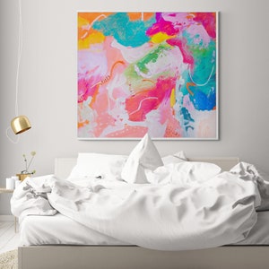 Modern Colorful Extra Large Painting Abstract Painting On Canvas Original Pink Large Wall Art Print image 5