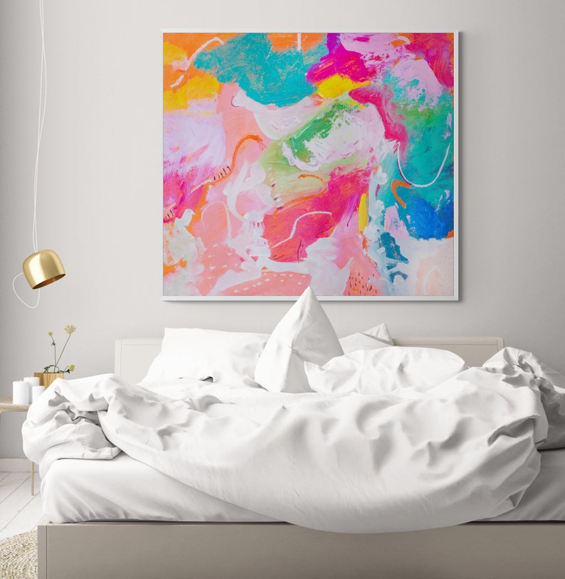 Modern Colorful Extra Large Painting Abstract Painting On Canvas Original Pink Large Wall Art Print image 5