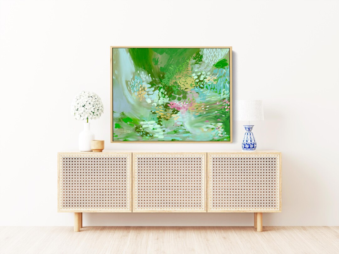 Large Green & Blue Abstract Landscape Art Print | Oversized Wall Art - Etsy
