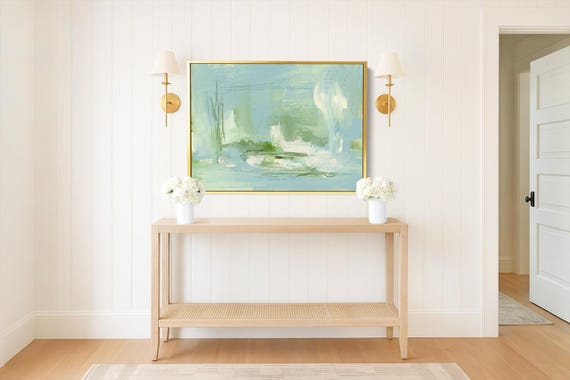 Blue and Green Abstract Art Print: Grand Millennial Canvas Artwork