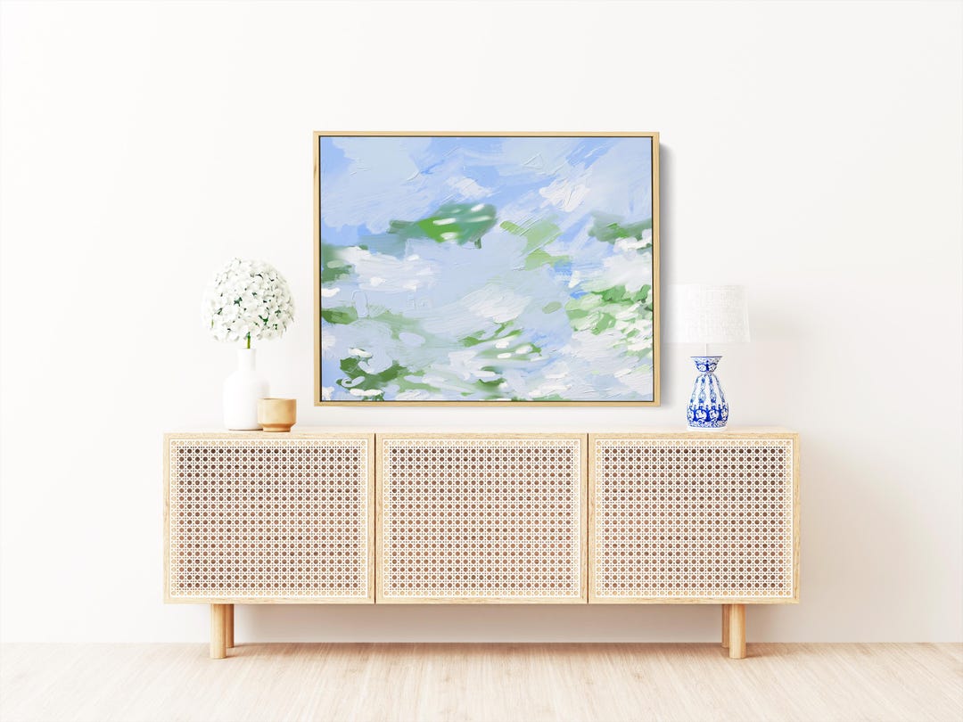 Large Abstract Canvas Print: Green & Blue Wall Art - Etsy