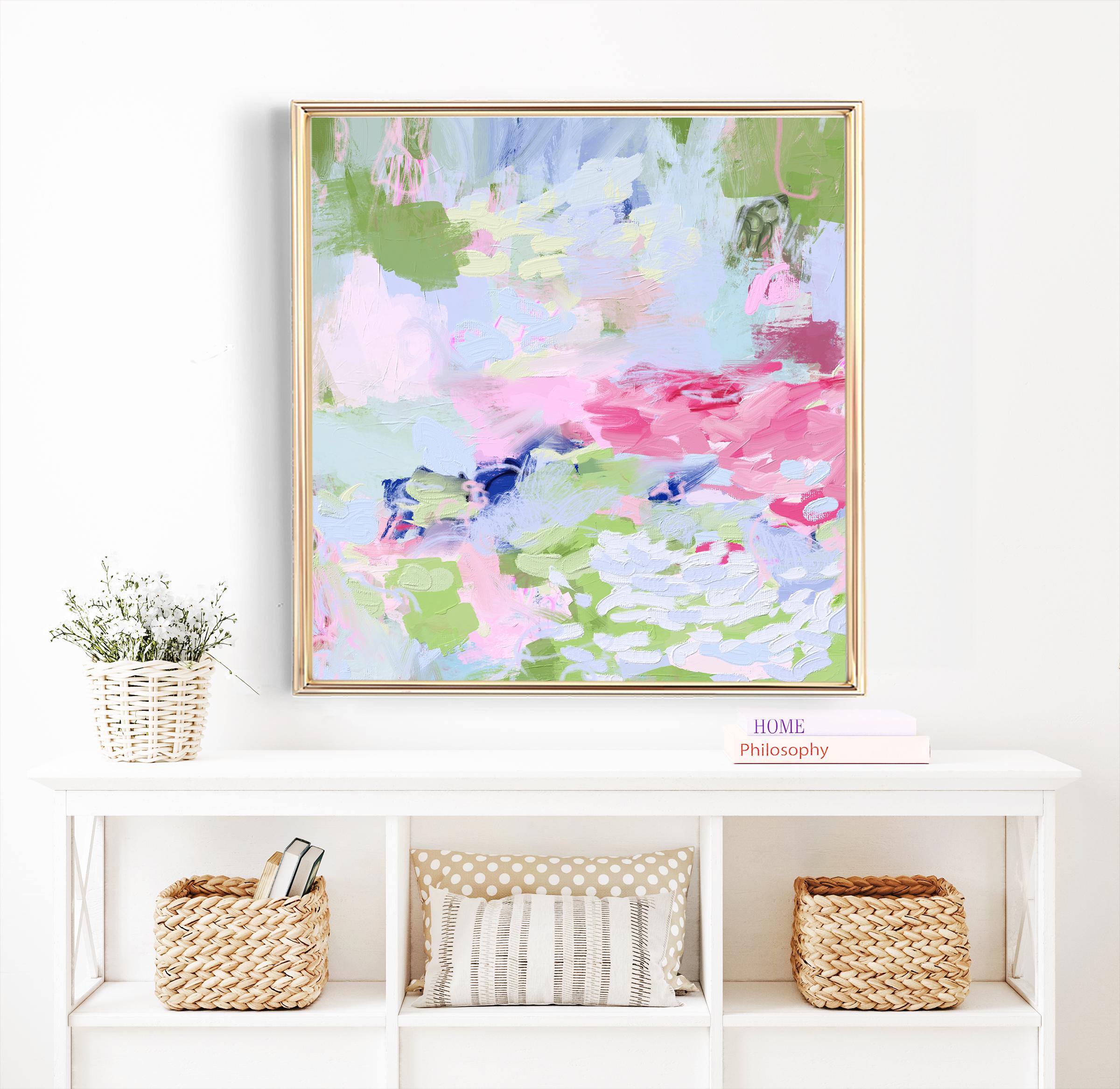 青とピンクの抽象画 キャンバスアート 青とピンクの抽象画 キャンバスアート キャンバスに描かれた抽象画 青