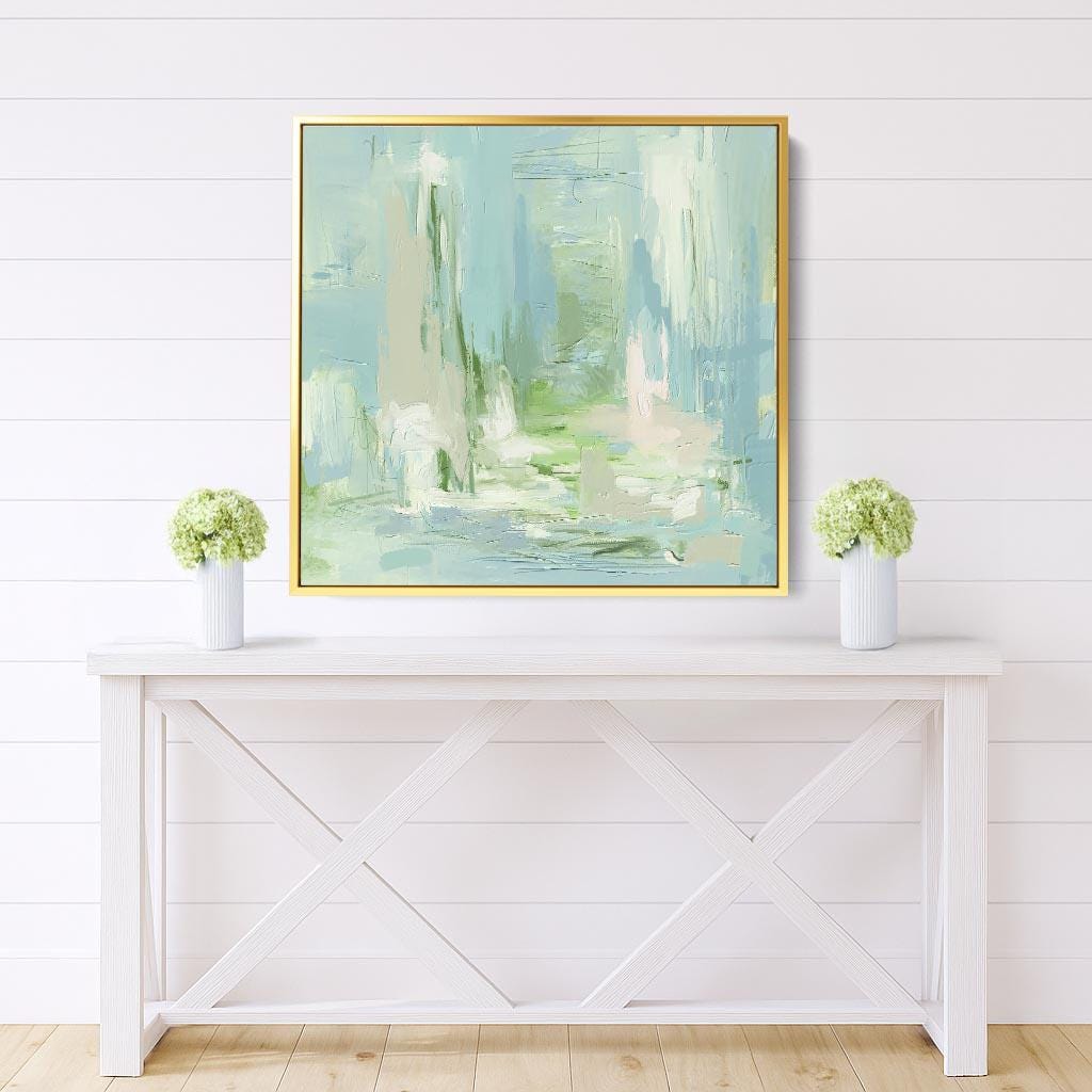 Neutral Blue and Green Abstract Art Print: Minimalistic Framed Wall Art ...
