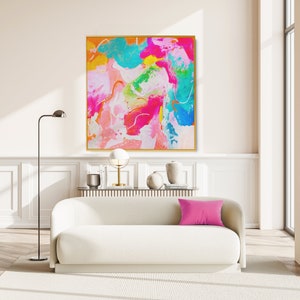 Modern Colorful Extra Large Painting Abstract Painting On Canvas Original Pink Large Wall Art Print image 2