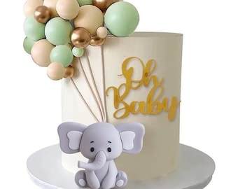 22 PCS Cute Baby Elephant Pearl Balls Cake Picks Decoration Elephant Baby Shower Cake Decoration Cupcake DIY Cake Insert Topper Baking