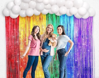 Kit Decorazioni Arcobaleno Per Festa Di Compleanno Bambini: Palloncini, Arco, Striscione E Tende Frangetta, Tema Colorato