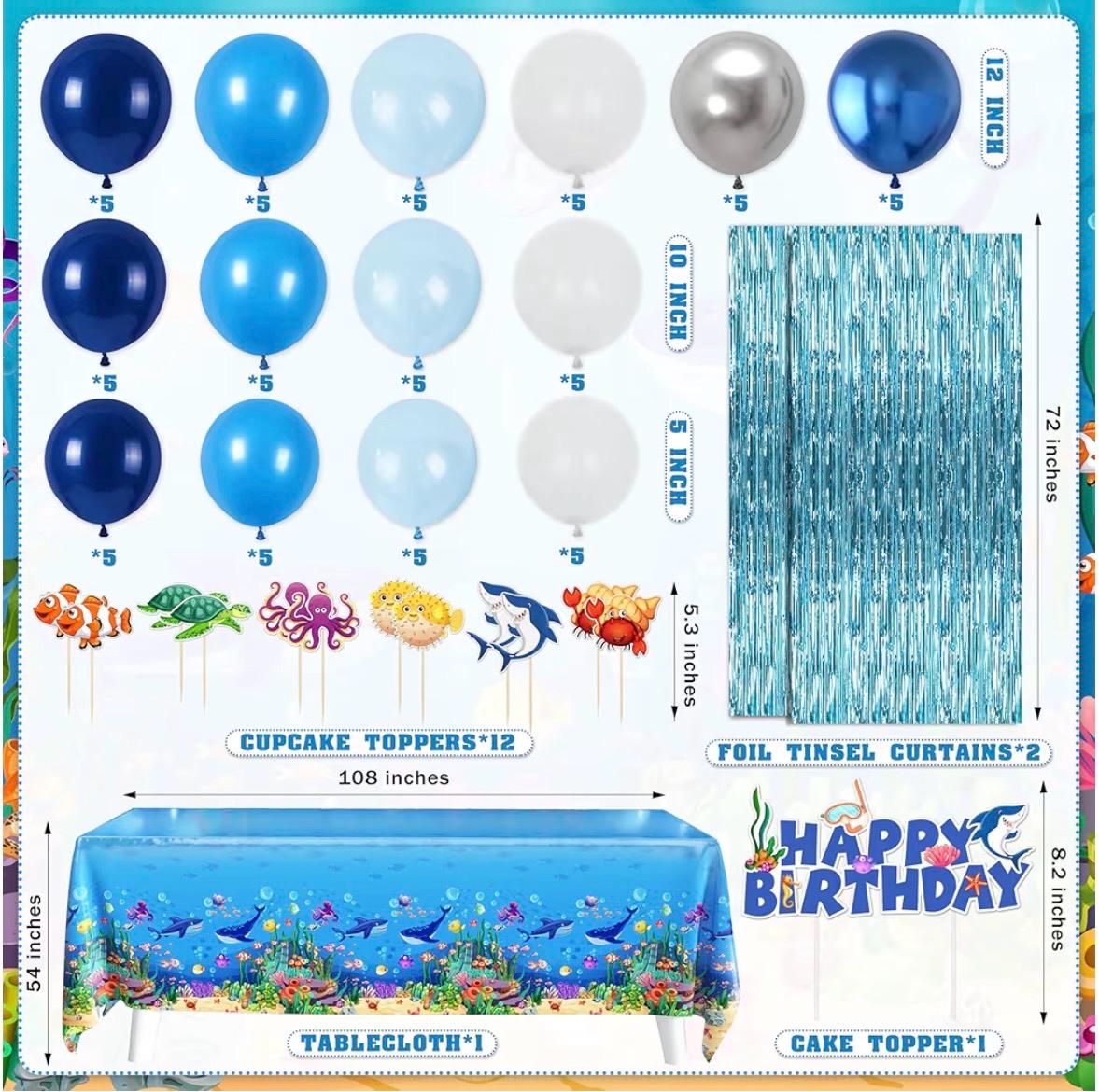 Under the Sea Party Decorations 98pcs, Ocean Theme Birthday Party ...