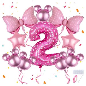 10-pack Pink Party Balloons Suitable for Minnie Mouse Themed Party Decorations , 2nd Birthday Party Decorations Baby Shower Coquette