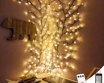 Enchanted Willow Vine Lights with Remote, Christmas Swags Decorations Indoor Room Decor, 18 Branches 144 LEDs Lighted Willow Vine Lights