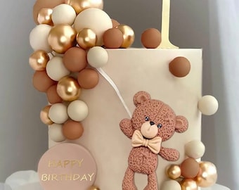 31 PCS  Bear Colorful Balloons Balls Cake Toppers for Birthday Baby Shower Party Decorations Supplies