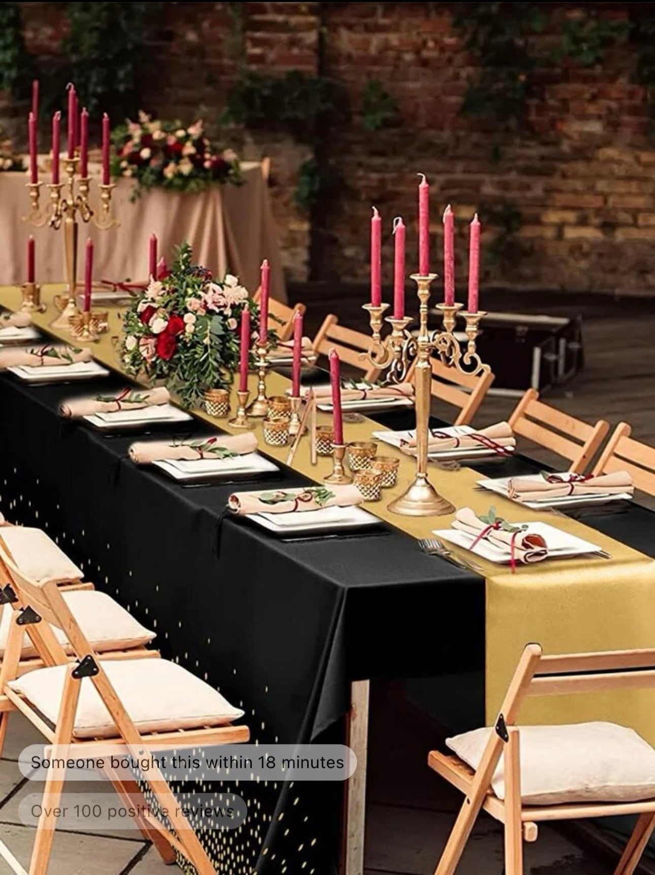 4-Pack Black & Gold Plastic Tablecloths – Waterproof Party Table Covers For Weddings, Holidays & More