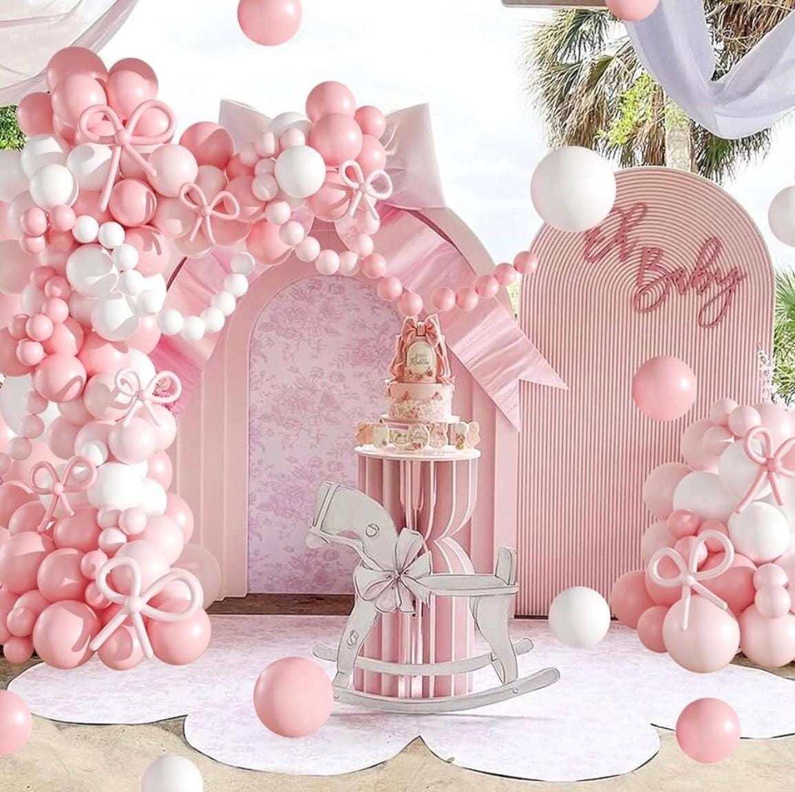 Guirlande Nœuds Roses Pré-Cousus - 2 Pièces Décoration Élégante Pour Baby Shower, Mariage, Anniversaire Fille, Prête à Accrocher