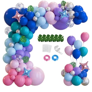 148 stks Stich Blauw Paars Roze Ballonboog Guirlande Kit Zilver met Palmbladeren Folie Ster voor Hawaii Tropische Cartoon Zomerzwembad Themafeest