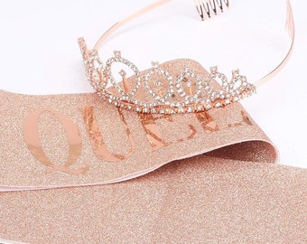 Geburtstags-Krone & Schärpe Set – Lila, Mit Strass, Für Frauen, Birthday Queen