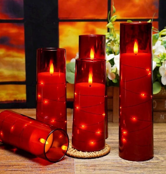 Flammenlose LED-Kerzen mit Timer 5-teilige flackernde flammenlose Kerzen für romantisches Ambiente und Heimdekoration Stabile Acrylschale