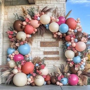 Dusty Pink Balloon Garland Boho Balloons Pastel Balloon Arch Kit Latex Thick 18/12/5in Blue Brown White Sand Balloon Set