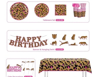 190 STKS Cheetah Verjaardagsversieringen Servies Set, Cheetah Print Verjaardagsversieringen, Borden, Ballonnen, Tafelkleed, Voor Luipaard Themafeest - België